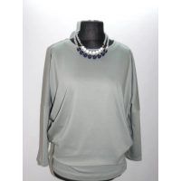 Luźna bluzka Oversize z drapowaniem dla puszystej - oliwkowa